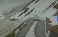 Watch: Freestyle skiers jump roads on Italy's highest mountain pass
