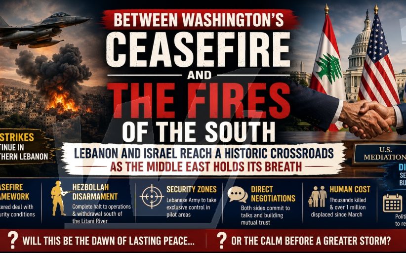 Between Washington’s Ceasefire and the Fires of the South: Lebanon and Israel Reach a Historic Crossroads as the Middle East Holds Its Breath